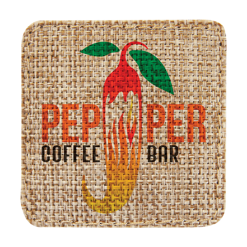 2 1/2' x 2 1/2' jute vierkante sublimeerbare patch met lijm