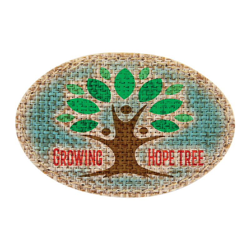 3' x 2' ovale jute sublimeerbare patch met lijm