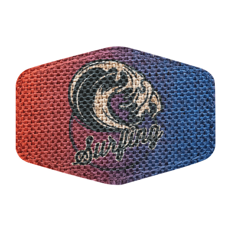 3 1/2' x 2 1/2' Jute Hex Sublimeerbare Patch met lijm
