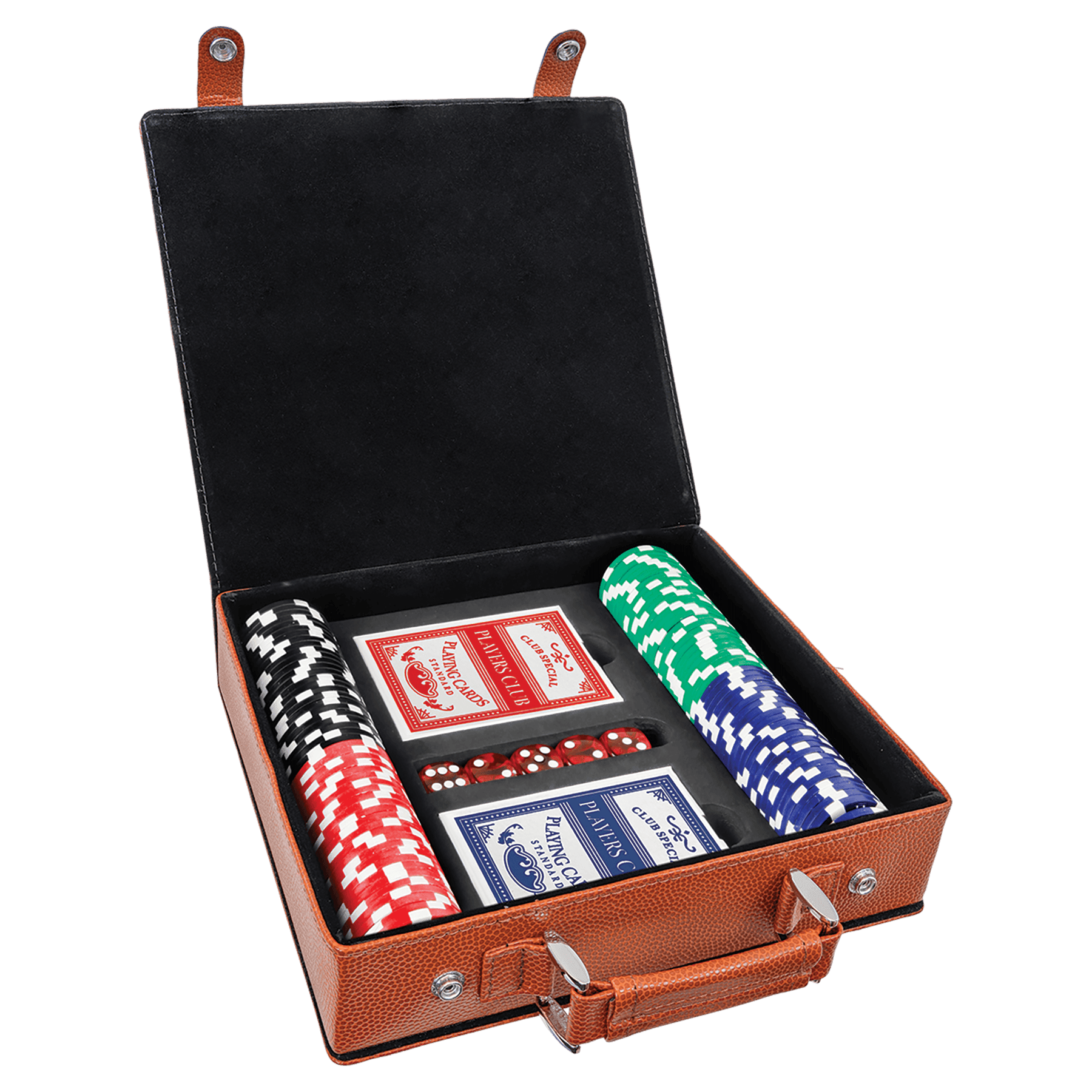 Laserbare kunstleren poker-, kaart- en dobbelstenensets