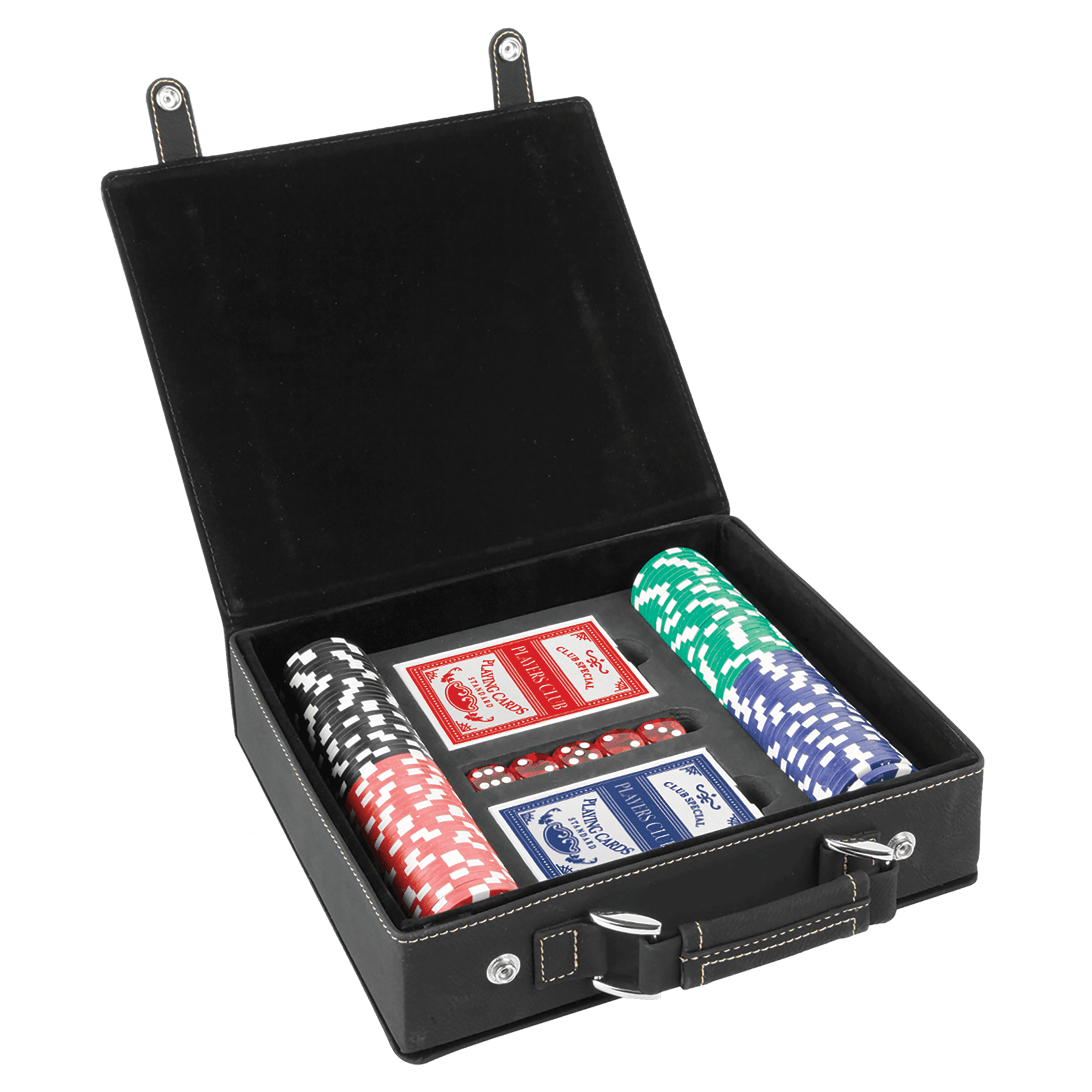 Laserbare kunstleren poker-, kaart- en dobbelstenensets