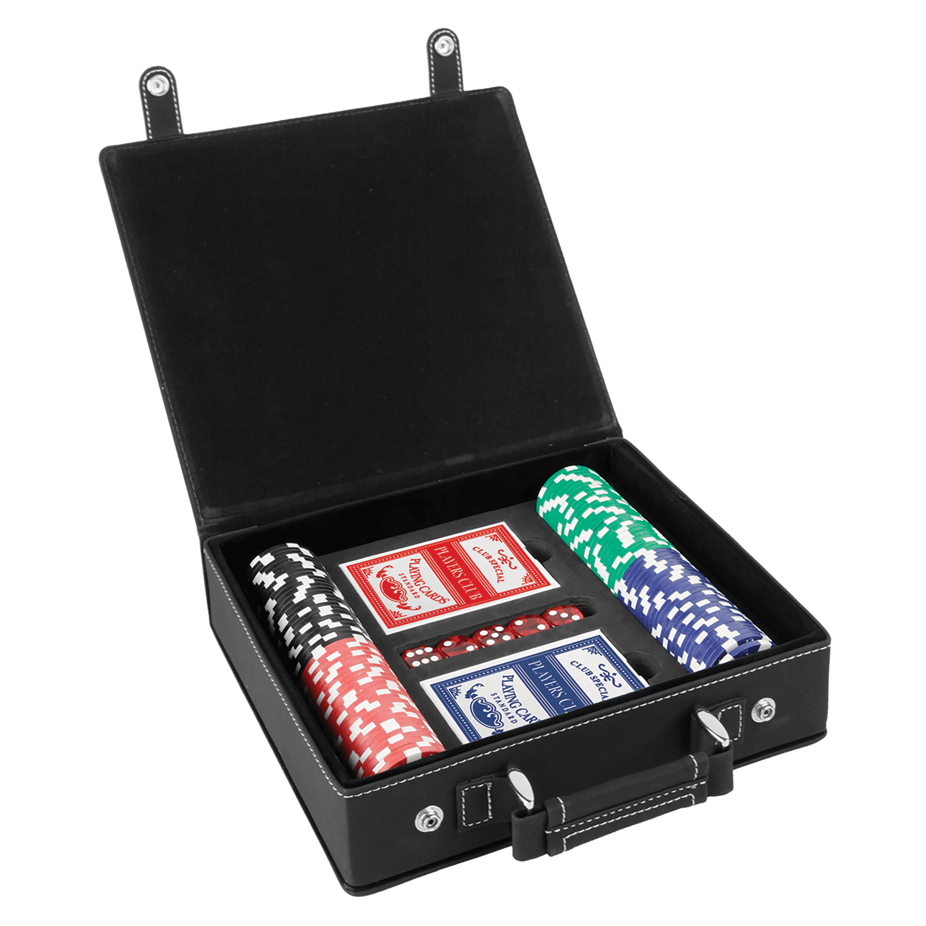 Laserbare kunstleren poker-, kaart- en dobbelstenensets