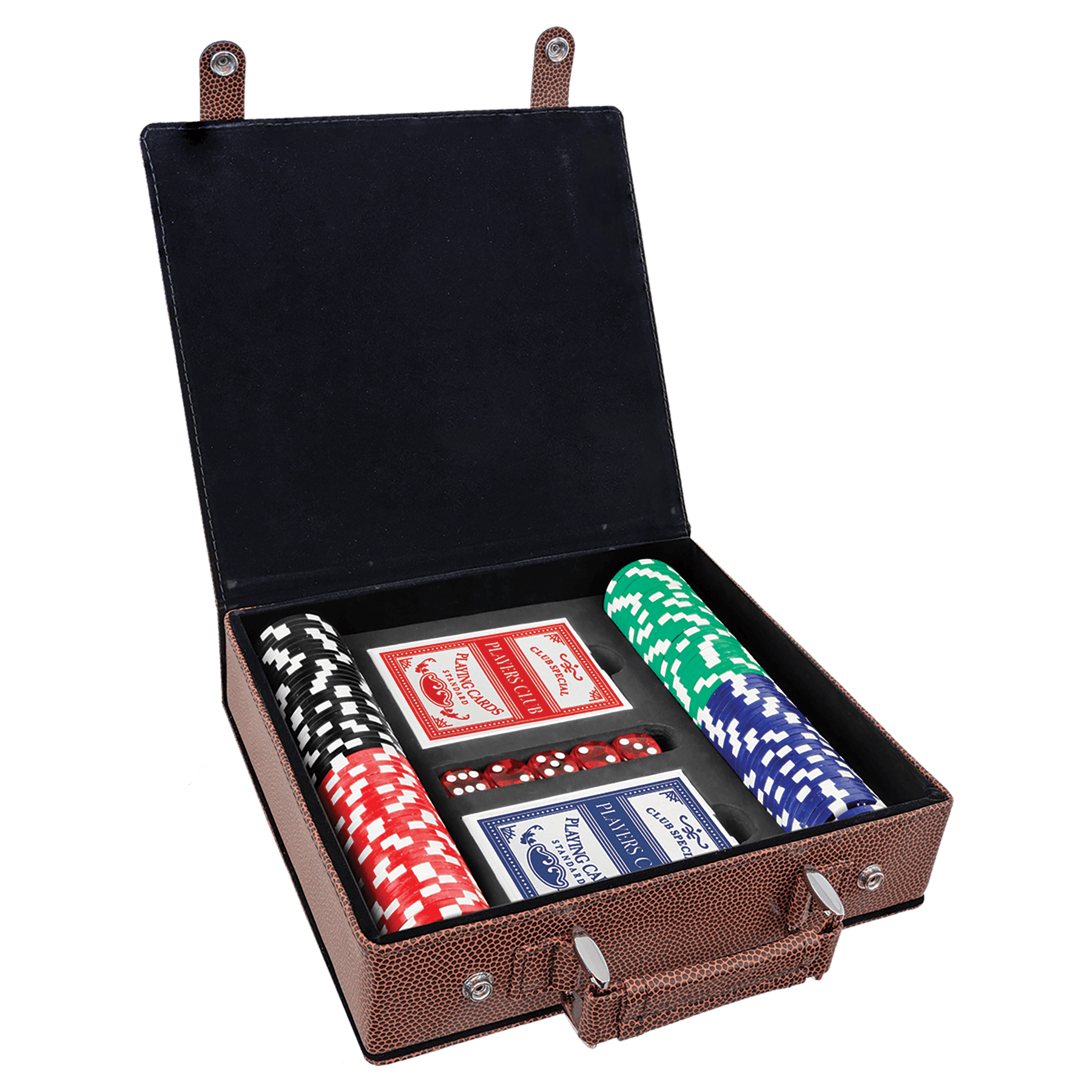 Laserbare kunstleren poker-, kaart- en dobbelstenensets