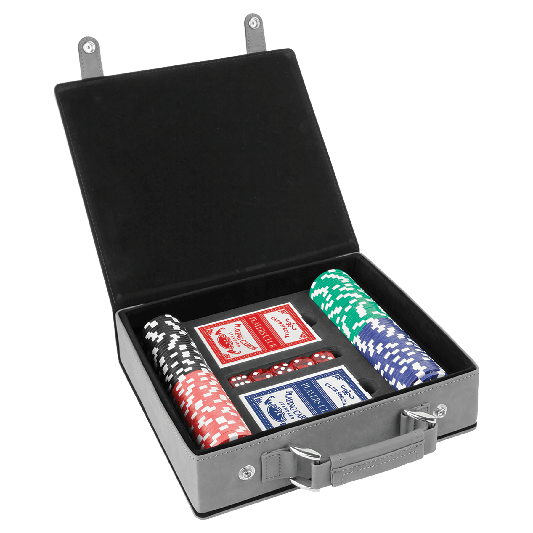 Laserbare kunstleren poker-, kaart- en dobbelstenensets