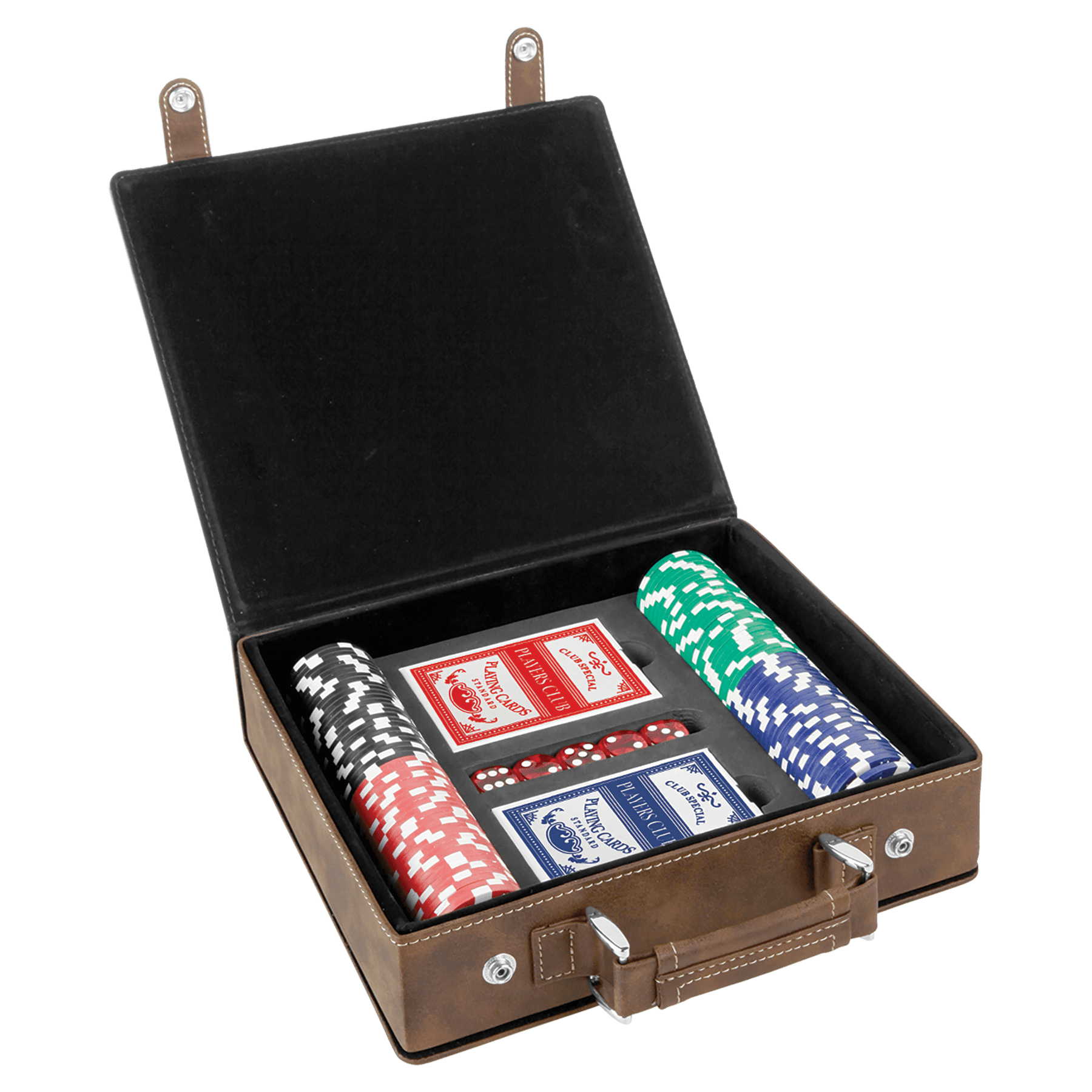 Laserbare kunstleren poker-, kaart- en dobbelstenensets