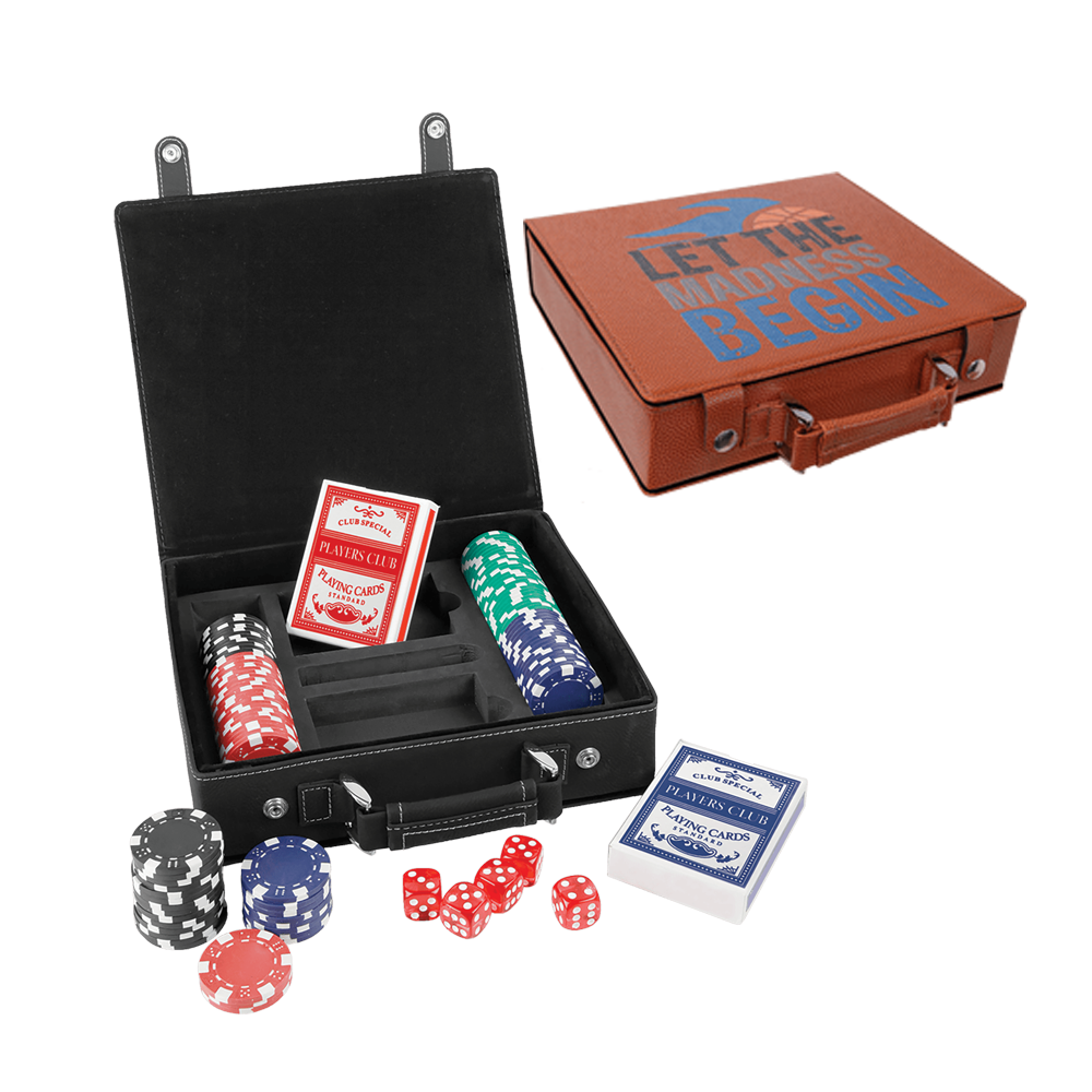 Laserbare kunstleren poker-, kaart- en dobbelstenensets