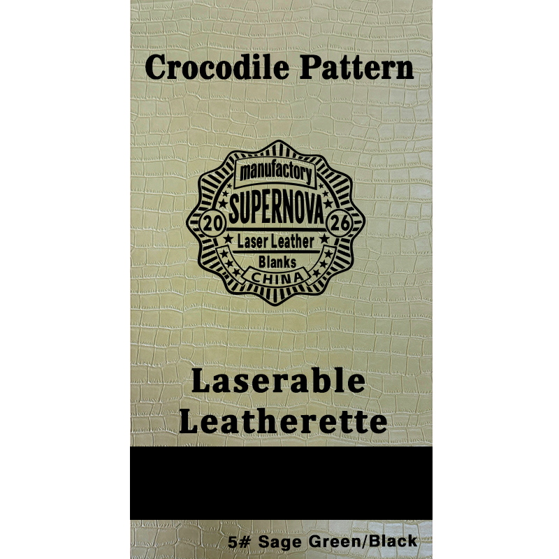 Laserbaar kunstleren vel met krokodillenreliëf, met lijm/zonder lijm