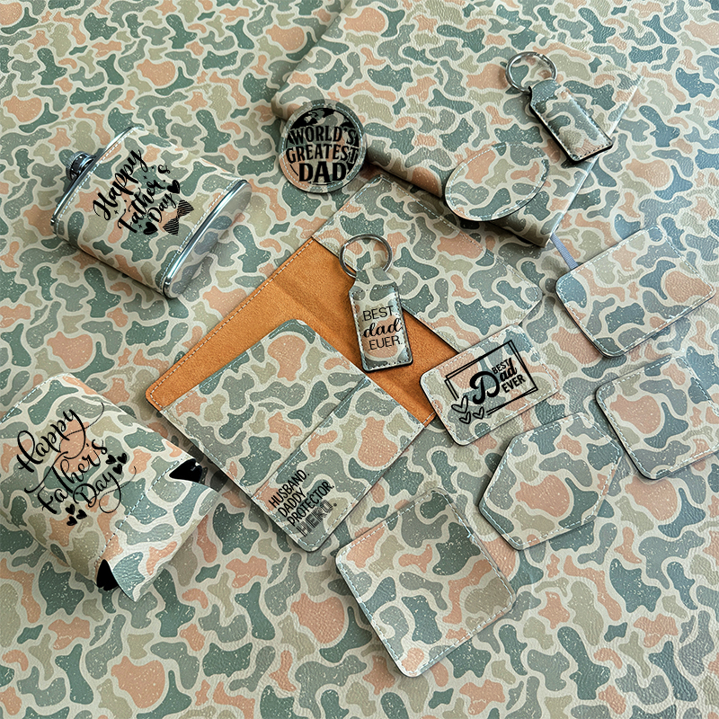 Camouflage laserbaar kunstleervel met lijm/zonder lijm