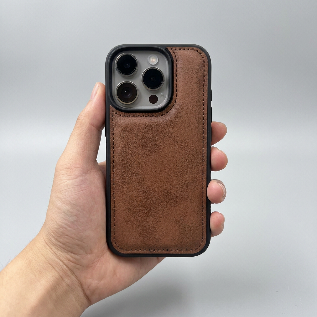 Laserbaar kunstleer telefoonhoesje