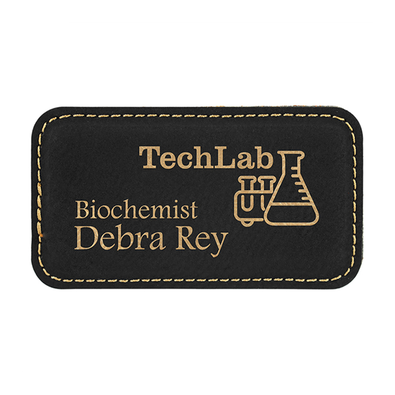 Laserbare kunstleren rechthoekige badge blanco met magneet