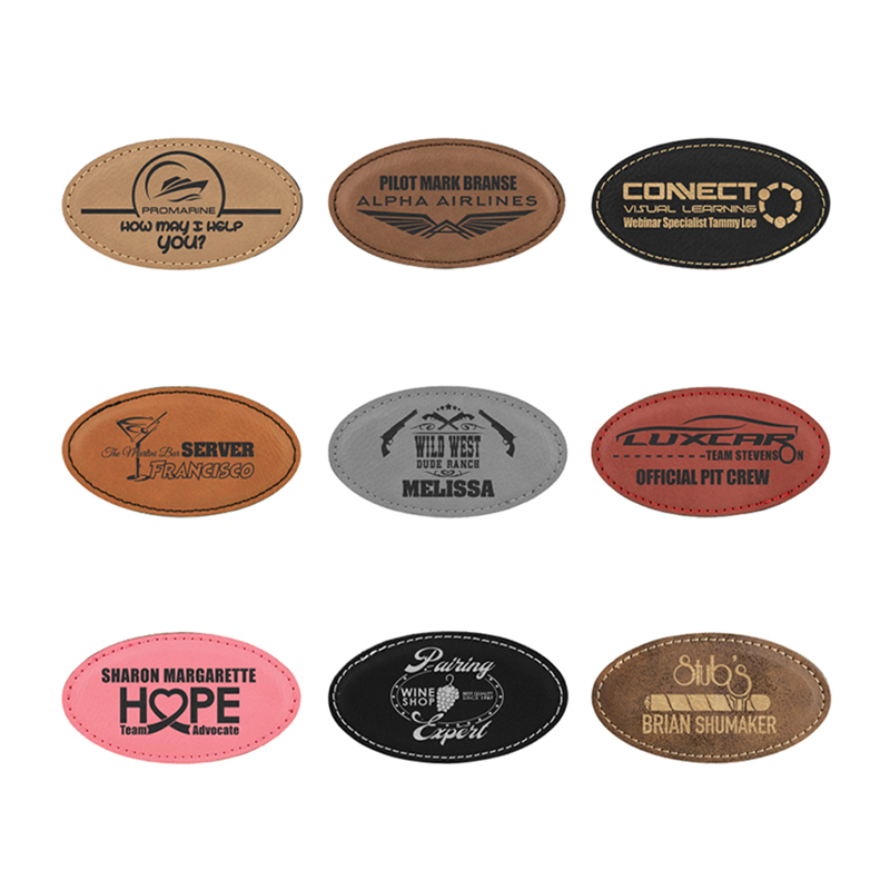 Laserbare kunstleren ovale badge blanco met magneet