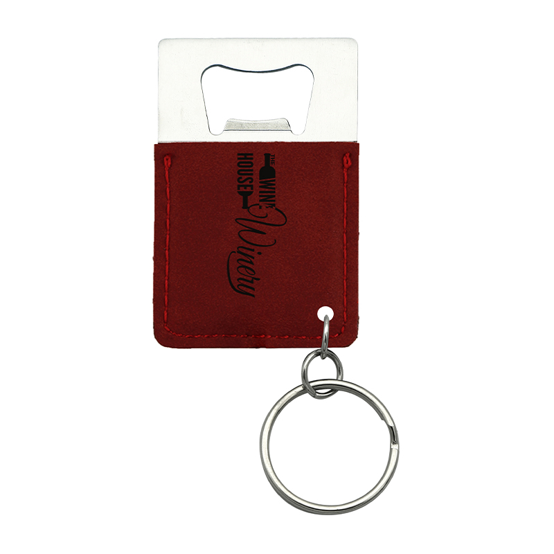 Laserbare kunstleer rechthoekige flesopener sleutelhanger Laserbare kunstleer rechthoekige flesopener sleutelhanger