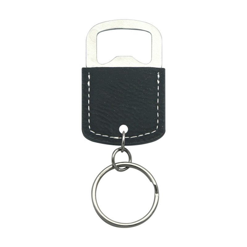 Laserbare kunstleer ovale flesopener sleutelhanger