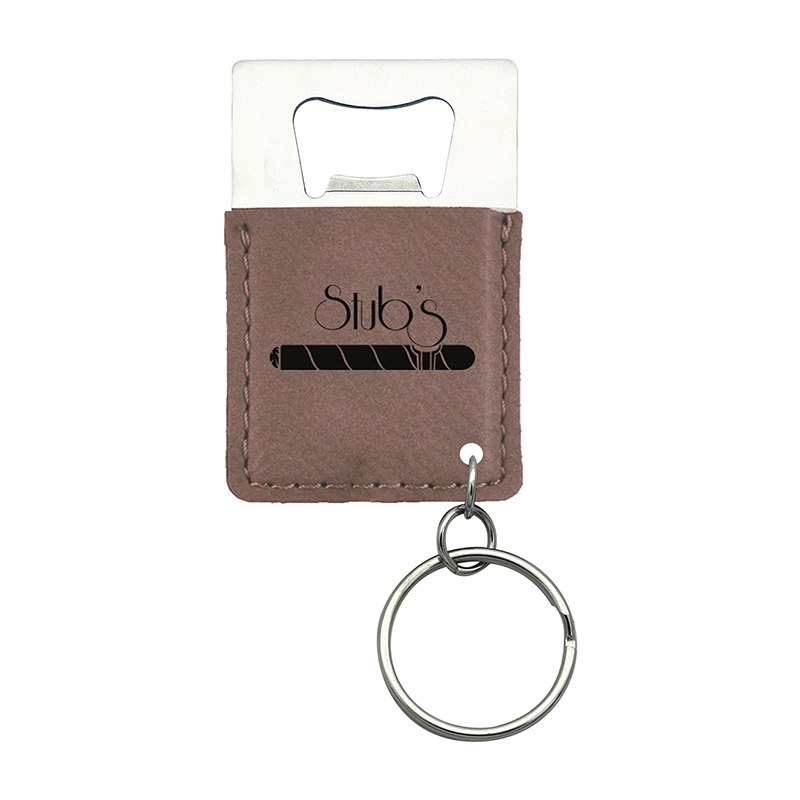 Laserbare kunstleer rechthoekige flesopener sleutelhanger Laserbare kunstleer rechthoekige flesopener sleutelhanger