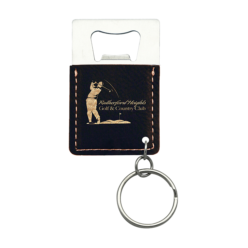 Laserbare kunstleer rechthoekige flesopener sleutelhanger Laserbare kunstleer rechthoekige flesopener sleutelhanger