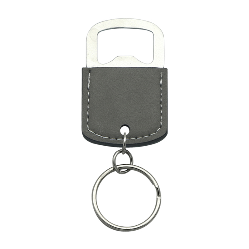 Laserbare kunstleer ovale flesopener sleutelhanger