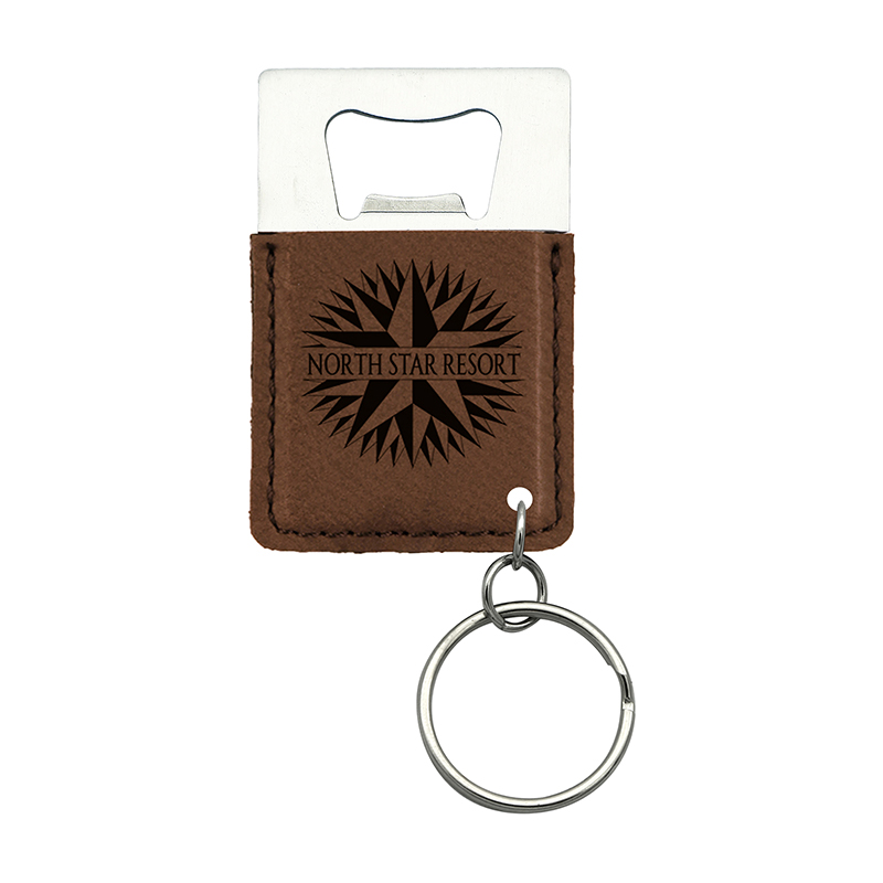 Laserbare kunstleer rechthoekige flesopener sleutelhanger Laserbare kunstleer rechthoekige flesopener sleutelhanger