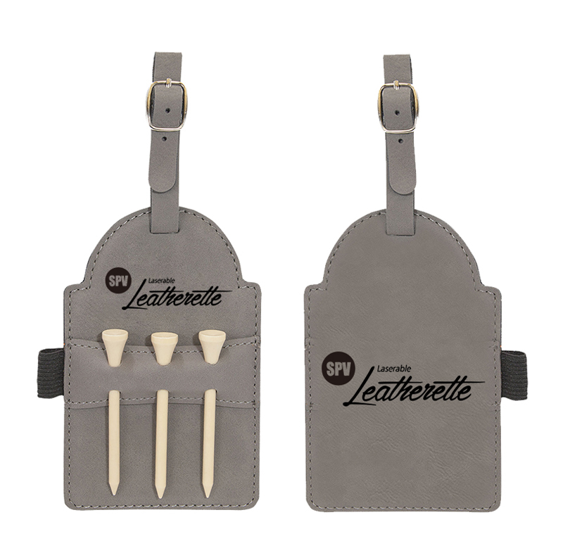 Laserbare kunstleren golftastag met tees Laserbare kunstleren golftastag met tees