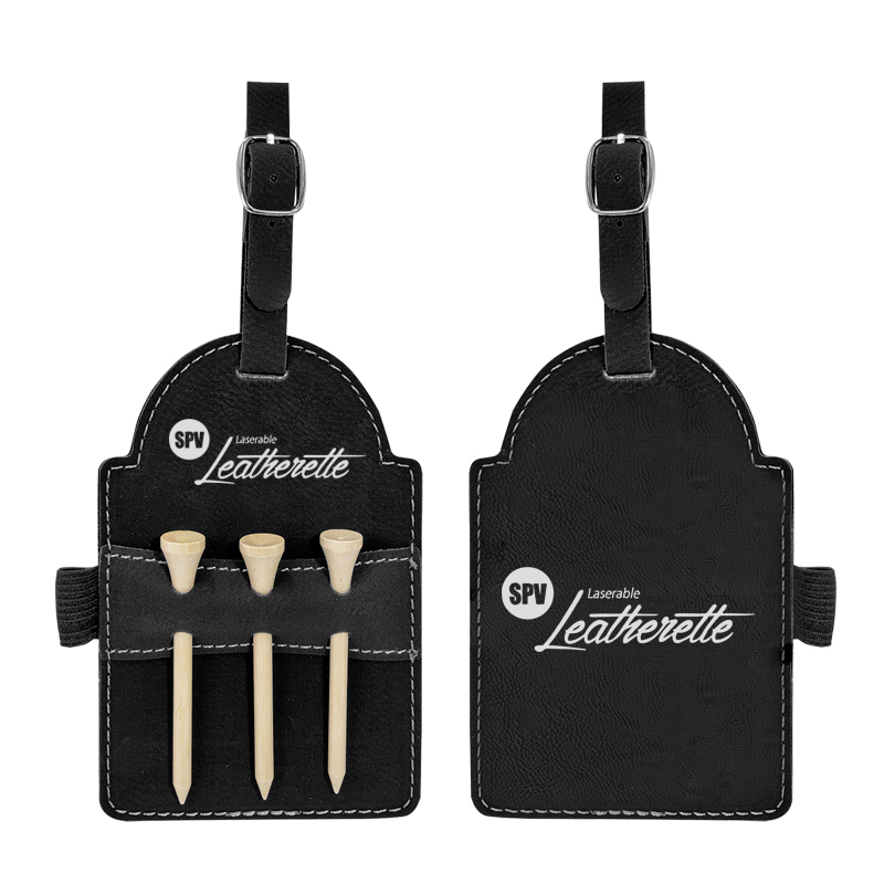 Laserbare kunstleren golftastag met tees Laserbare kunstleren golftastag met tees