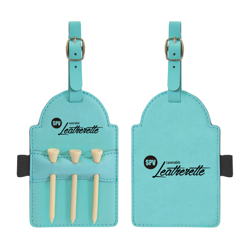 Laserbare kunstleren golftastag met tees Laserbare kunstleren golftastag met tees