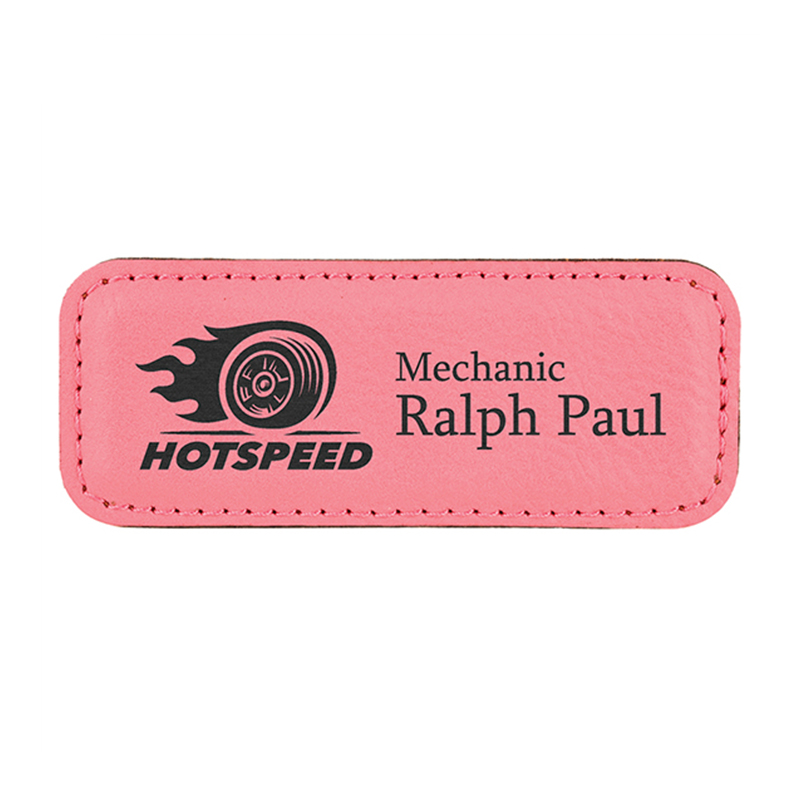 Kleine rechthoekige namenbadges van kunstleer