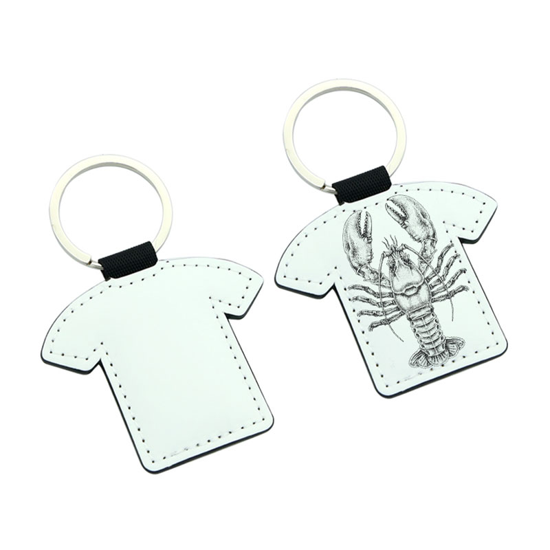 Sublimatie PU lederen T-shirt vorm sleutelhanger - dubbelzijdig bedrukt Sublimatie PU lederen T-shirt vorm sleutelhanger - dubbelzijdig bedrukt