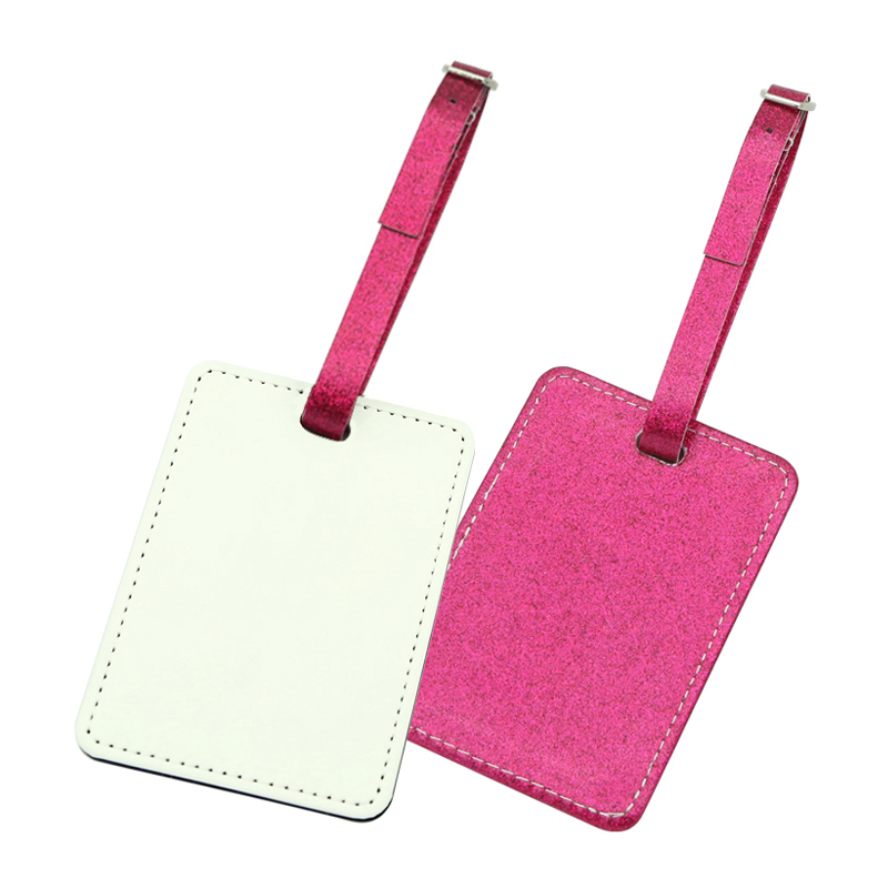 Sublimatie glitter lederen bagagelabel, enkelzijdig bedrukbaar Sublimatie glitter lederen bagagelabel, enkelzijdig bedrukbaar
